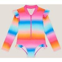 Monsoon Girls Vertical Stripe Upf One Piece Swimsuit - Multi