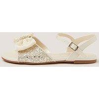 Monsoon Girls Sparkle Bow Sandals - Cream