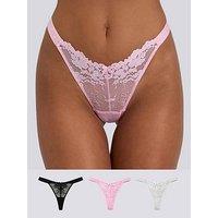 Boux Avenue Pack Of 3 Fran High Leg Thongs - Black/Pink/White