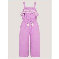 Monsoon Girls Embroidered Jumpsuit - Light Purple