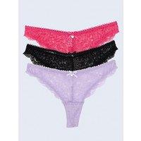Boux Avenue Lace Cheeky Brazilian - Black/Lavender-Blush/Lipstick