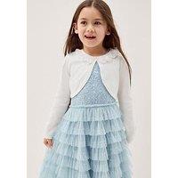 Monsoon Girls Ottilie Pearl Roses Communion Cardigan - White