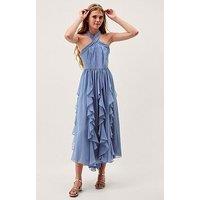 Monsoon Girls Arizona Halter Waterfall Prom Dress - Light Blue