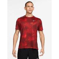 Nike Mens Running Miler Dri-Fit Uv Printed T-Shirt - Red