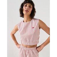 Ellesse Womens Sarzana Top - Red/Off White