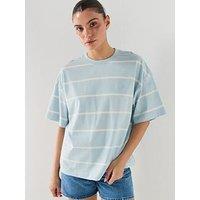Ellesse Womens Stripe T-Shirt - Light Blue/Off White