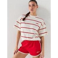 Ellesse Womens Stripe T-Shirt - Off White/Red