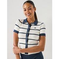 Ellesse Womens Framura Polo Cardigan - Dark Blue/Off White