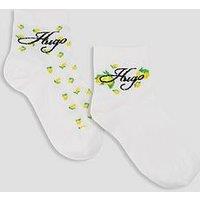 Hugo 2-Pack Script Lemon Socks - White