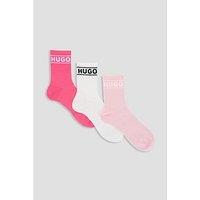 Hugo 3Pack Sporty Crew Women'S Socks - White/Pink