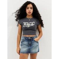 New Look 915 Girls Blue Distressed Denim Mini Skort