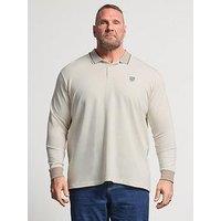 Badrhino Waffle Long Sleeve Polo Shirt - White
