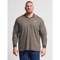 Badrhino Waffle Long Sleeve Polo Shirt - Brown
