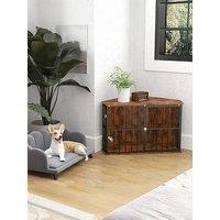 Pawhut Corner Dog Crate Furniture With 2 Bowls For Small & Medium Dogs