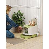 Pawhut Cat Litter Box, Hooded Cat Litter Tray With Lid, Scoop, Green
