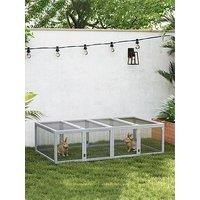 Pawhut Rabbit Hutch Cage, Wooden Outdoor Run With Openable Roof, Grey