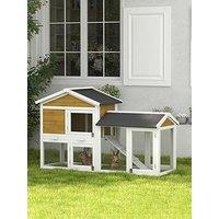 Pawhut Rabbit Hutch, Guinea Pig Hutch Outdoor Double Tier W/ Ramp, Yellow
