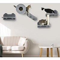 Pawhut Cat Wall Furniture With Platforms, Steps, Perch, Cat House - Grey