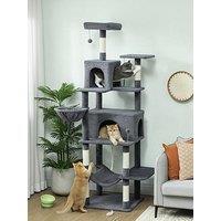 Pawhut Cat Tree, 202Cm Cat Tower With 2 Condos, 2 Hammocks, 2 Perches