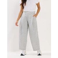 Pixiegirl Petite Marl Jersey Pleated Barrel Trousers - Grey