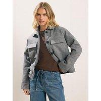 Pixiegirl Petite Faux Wool Trucker Jacket - Grey