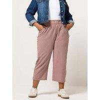 Yours Curve Cool Cotton Cropped Trouser - Pink