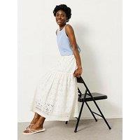 Fatface Winnie Broderie Midi Skirt - White
