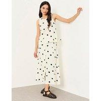 Fatface Eleana Linen Spot Midi Skirt- Cream