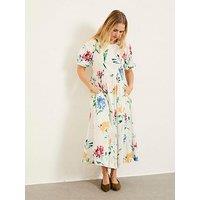 Fatface Bria Floral Midi Dress - White