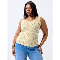 Yours Curve Ditsy Print Vest Top - Yellow
