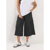 Pixiegirl Petite Pocket Wide Crop Jogger - Black