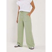 Pixiegirl Petite Patch Pocket Wide Leg Joggers - Green