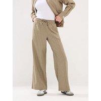 Pixiegirl Petite Stripe Pull On Wide Leg Trouser - Natural Brown