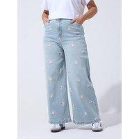 Yours Curve Floral Embroidered Jean