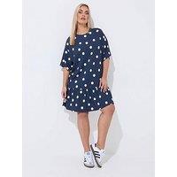 Yours Curve Polka Dot T-Shirt Dress - Brown