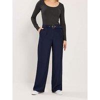 Long Tall Sally Belted Wide Leg Trousers 36" - Blue