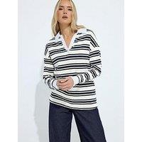 Long Tall Sally Oversized Long Sleeve Placket Polo Top - White