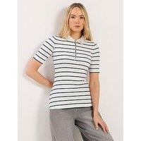 Long Tall Sally Tall Zip Neck Stripe Ribbed T-Shirt
