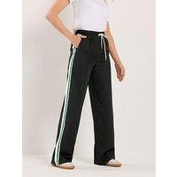 Long Tall Sally Side Stripe Wide Leg Trousers 36" - Black