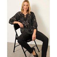 Fatface Kira Mono Blouse - Black