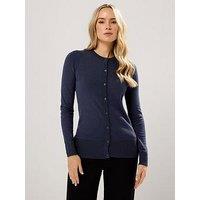 Long Tall Sally Crew Neck Cardigan - Blue
