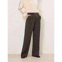 Long Tall Sally Tall Buckle Wide Leg Trousers 34" - Brown