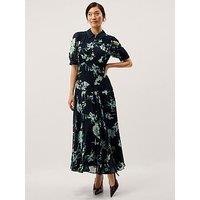 Monsoon Lilwen Floral Midi Tea Dress - Navy