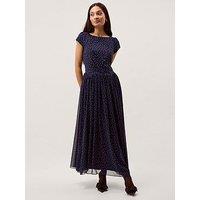 Monsoon Caitie Spot Midi Dress - Navy