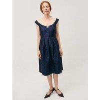 Monsoon Juliana Jacquard Midi Dress - Navy