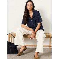 Fatface Kara Linen Shirt - Navy
