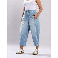 Yours Curve Crop Barrel Leg Jean - Blue