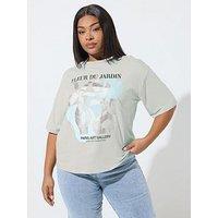 Yours Curve Foil Vase T-Shirt - Grey