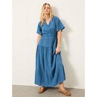 Fatface Rowen Check Midi Dress - Blue
