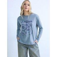 Long Tall Sally Patisserie Oversized Printed T-Shirt - Blue